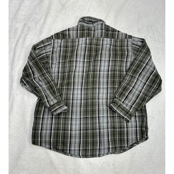Carhartt Distressed Grunge Gray & Green Plaid Flannel Shirt Men's Size Large - Picture 9 of 9